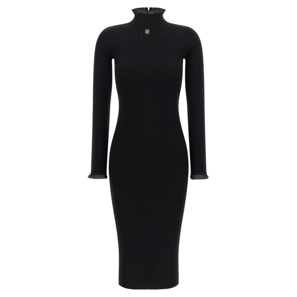 Elisabetta Franchi Black Viscose Midi Women's Dress